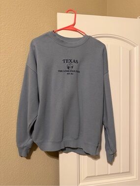 Texas Embroiled Crewneck Sweater - Light Blue